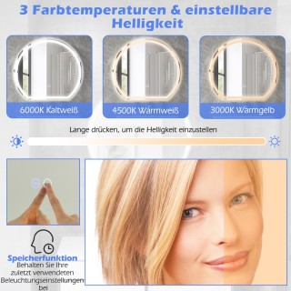 Costway  Καθρέφτης LED Μπάνιου Αντιθαμβωτικός Ρυθμιζόμενος με Αφής ...