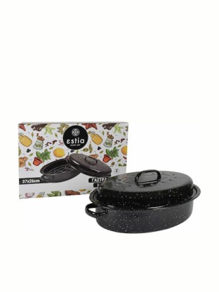 ESTIA Εμαγιέ Γάστρα με Σχάρα 46.5x32x18cm - 7.8lt Χωρητικότητα 01-9052