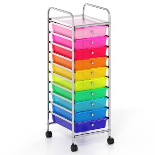 Costway Τροχήλατο Ρακ με 10 Συρτάρια και Χρωμιωμένο Μεταλλικό Σκελε... Costway Τροχήλατο Ρακ με 10 Συρτάρια και Χρωμιωμένο Μεταλλικό Σκελε...