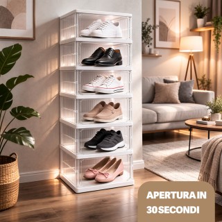 BAKAJI Πτυσσόμενη Παπουτσοθήκη 6 Ραφιών από Διαφανές Πλαστικό Εξοικ...
