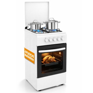 BAKAJI Εξωτερική Λευκή Κουζίνα Αερίου με 4 Εστίες και Φούρνο 50 x 5...