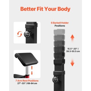 VEVOR Ρυθμιζόμενος Πάγκος Κάμψεων Δικεφάλων για Οικιακό Γυμναστήριο...