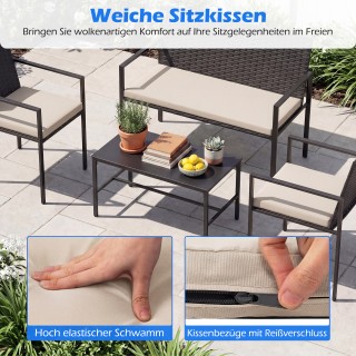 Costway Σετ Επίπλων Κήπου 4 Τεμαχίων από Ρατάν με 2 Πολυθρόνες, Καν... Costway Σετ Επίπλων Κήπου 4 Τεμαχίων από Ρατάν με 2 Πολυθρόνες, Καν...