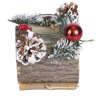 Galileo Χριστουγεννιάτικη βάση κεριών από ξύλο λεύκας Santas House ...