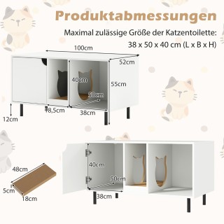 Costway Κάλυμμα για κουτί άμμου για 2 γάτες με αφαιρούμενη επιφάνει...