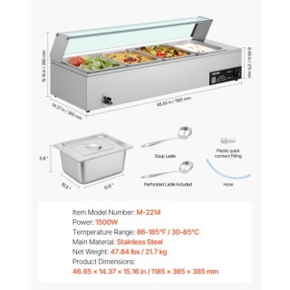 VEVOR Ηλεκτρικός Θερμαντήρας Τροφίμων 1500W από Ανοξείδωτο Ατσάλι μ... VEVOR Ηλεκτρικός Θερμαντήρας Τροφίμων 1500W από Ανοξείδωτο Ατσάλι μ...