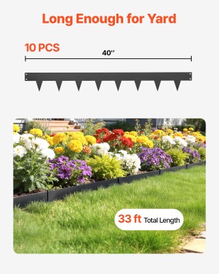 VEVOR Γαλβανισμένες Ατσάλινες Κρασπέδες Τοπίου, Σετ 10τμχ, Μαύρο DX...