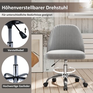 Costway Γκρι Περιστρεφόμενη Καρέκλα Γραφείου Χωρίς Μπράτσα - Ρυθμιζ...
