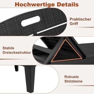 Costway Σετ 2 Ξαπλώστρες Κήπου Μαύρες με Ρυθμιζόμενη Πλάτη NP12482BK-2