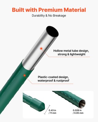 VEVOR Σετ 50 Στηρίξεις Κήπου, 1800 mm, Μεταλλικές με Πλαστική Επικά...