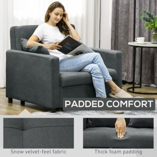 HOMCOM Πολυθρόνα-Κρεβάτι σε Υφασμάτινη Αίσθηση Βελούδου Γκρι, 100x9...