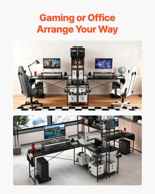 VEVOR Γραφείο Υπολογιστή σε Σχήμα L, 1.7μ, Αντιστρεπτή Γωνιακή Επιφ...