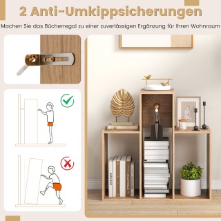 Costway Στέρεη Βιβλιοθήκη 3 Επιπέδων με Προστασία Ανατροπής 84 x 84...