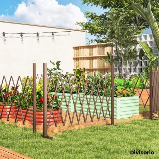 Outsunny Ρυθμιζόμενου Πλάτους Κήπος Φράχτης, από Μέταλλο και Αλουμί...