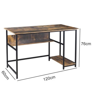 BAKAJI  Γραφείο με Ράφι Βιβλιοθήκης Τραπέζι για Υπολογιστή Μεταλλικ...