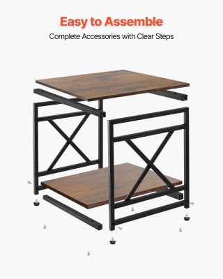 VEVOR Τετράγωνο Βοηθητικό Τραπεζάκι 2 Επιπέδων με Ανοιχτά Ράφια, Μο...