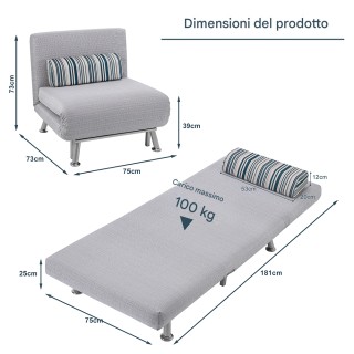 BAKAJI Πολυθρόνα-Κρεβάτι Μονή με Μεταλλικό Πλαίσιο & Υφασμάτινη Επέ... BAKAJI Πολυθρόνα-Κρεβάτι Μονή με Μεταλλικό Πλαίσιο & Υφασμάτινη Επέ...