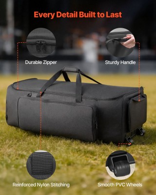 VEVOR Σάκος Μεταφοράς Με Ρόδες για Κρουστά, 1680D, Μαύρος GSNBNJB1J...