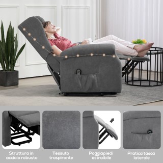 HOMCOM Πολυθρόνα Ανακλινόμενη Ανυψωτική με Τηλεχειριστήριο, σε Ύφα... HOMCOM Πολυθρόνα Ανακλινόμενη Ανυψωτική με Τηλεχειριστήριο, σε Ύφα...