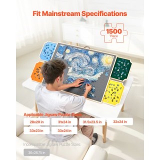 VEVOR Φορητός Ξύλινος Πίνακας Παζλ με Συρτάρια 1500 Κομματιών (86x6...