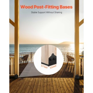 VEVOR Σετ 2 Βάσεων Στήριξης Ξύλινου Στύλου 6x6 Πάκτωτος Διάστασης 5...