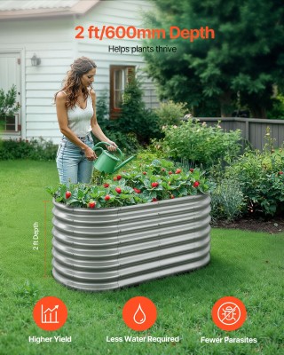 VEVOR Οβάλ Μεταλλικό Υπερυψωμένο Κρεβάτι Κήπου 1.2x0.6x0.6m για Λαχ...
