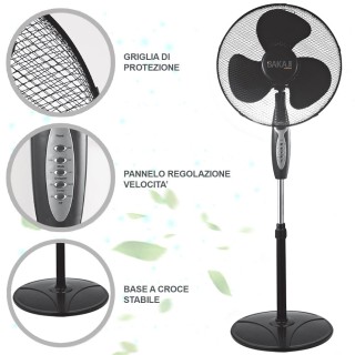 BAKAJI  Ανεμιστήρας Στήλης 45W 40cm 3 Ταχύτητες Ρυθμιζόμενο Ύψος Τη...
