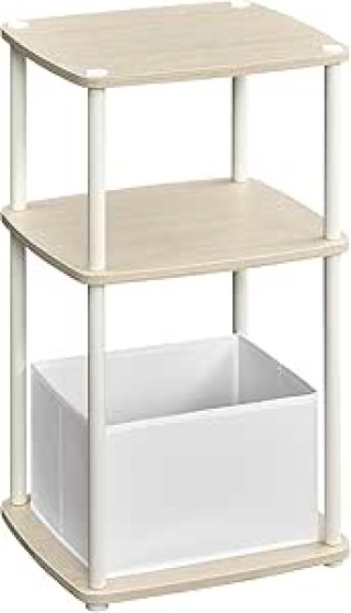 SONGMICS Μοντέρνο Πλαϊνό Τραπέζι 34x30x58cm με 3 Ράφια και Υφασμάτι...