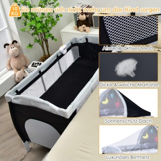 Costway Παιδικό Ταξιδιωτικό Κρεβάτι 2 Επιπέδων 120x60 cm με Παιχνιδ... Costway Παιδικό Ταξιδιωτικό Κρεβάτι 2 Επιπέδων 120x60 cm με Παιχνιδ...