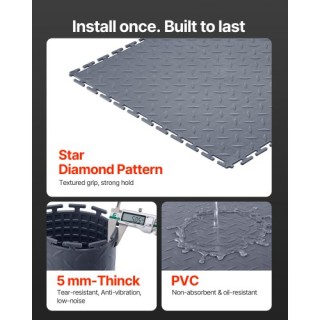 VEVOR Διασυνδεόμενα Πλακάκια Γκαράζ, 16 τεμ., PVC, Αντιολισθητικά, ...