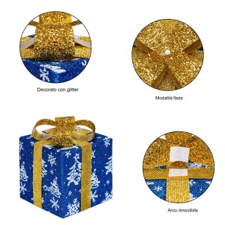 BAKAJI  Σετ 3 Πακέτα Δώρα Χριστουγέννων Φωτεινά Πολύχρωμα Ζεστό Λευ...