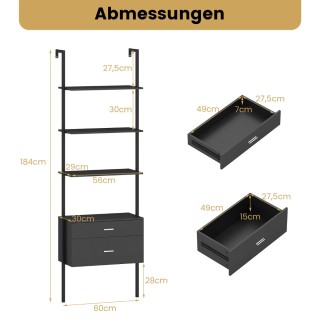 Costway Επιτοίχιο Μαύρο Μεταλλικό Ραφιέρα 6 Επιπέδων με 2 Συρτάρια ... Costway Επιτοίχιο Μαύρο Μεταλλικό Ραφιέρα 6 Επιπέδων με 2 Συρτάρια ...