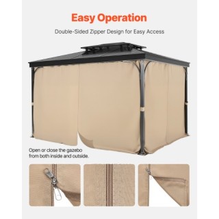 VEVOR Αδιάβροχες Κουρτίνες Κιόσκι 3x3m Χακί SMLTCL10FT10EG66KV0