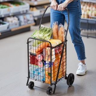 VEVOR Πτυσσόμενο Καρότσι Αγοράς, Μαύρο, Με Ροδάκια και Μέγιστο Φορτ...