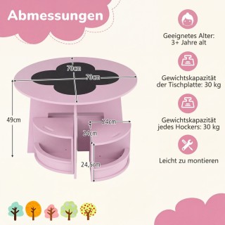 Costway Σετ παιδικό τραπέζι και καρέκλες 5 τεμαχίων για παιδικό δωμ...