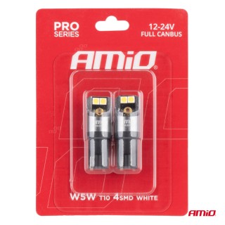 AMiO&nbsp; LED CANBUS PRO σειρά T10 W5W 4x3030 SMD Λευκό 12/24V ΠΛΗ...
