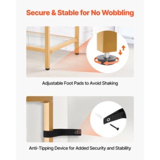 VEVOR Γυάλινο Τραπεζάκι Κονσόλας με 3 Επίπεδα, Χρυσό Πλαίσιο JSXGZ4...