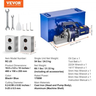 VEVOR Ηλεκτρικός Υδραυλικός Κοπτήρας Οπλισμού 1700W έως 25mm GJQDJ... VEVOR Ηλεκτρικός Υδραυλικός Κοπτήρας Οπλισμού 1700W έως 25mm GJQDJ...