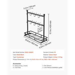 VEVOR Βάση Κούπας Καφέ για Πάγκο με 16 Γάντζους και Χώρο Αποθήκευση... VEVOR Βάση Κούπας Καφέ για Πάγκο με 16 Γάντζους και Χώρο Αποθήκευση...