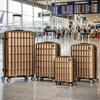 PROVITERA Σετ 4 Βαλίτσες Σκληρή Κατασκευή Τρόλεϊ Ταξιδιού Χρυσό με ...