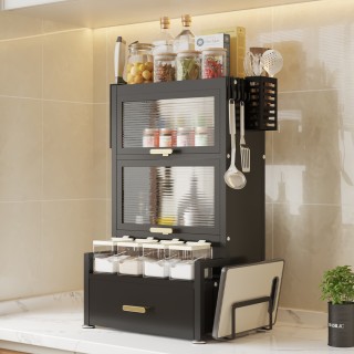 BAKAJI Μεταλλική Ραφιέρα με Διπλή Βιτρίνα και Μαύρο Συρτάρι 02842265 BAKAJI Μεταλλική Ραφιέρα με Διπλή Βιτρίνα και Μαύρο Συρτάρι 02842265