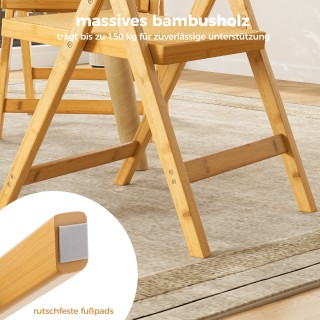 Costway Σετ 2 Πτυσσόμενες Καρέκλες Rattan Boho με Μπαμπού, Αντοχή 1...