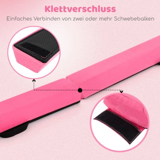 Costway Ροζ Πτυσσόμενη Δοκός Ισορροπίας 210 cm, Αντιολισθητική, για...