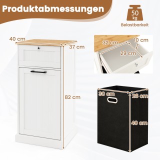 Costway Μοναδικό ντουλάπι μπάνιου με συρτάρι και καλάθι ρούχων από ...