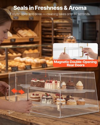 VEVOR Διόροφος Βιτρίνα Αρτοποιίας από Ακρυλικό, 526x400x305 mm, με ...