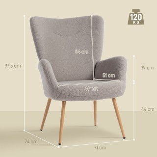 Πολυθρόνα Μοντέρνα με Υφασμάτινη Επένδυση Sherpa και Γέμιση με Ψηλή...