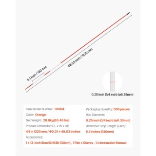 VEVOR 500 τεμ Ανακλαστικοί Οδηγοί Δρόμου 1/4 Διάμετρος 48 Χιονοδείκ...