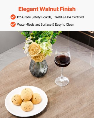 VEVOR Σετ Μπαρ 3τμχ: Στρογγυλό Τραπεζάκι με 2 Σκαμπό σε Γκρι/Μαύρο ...