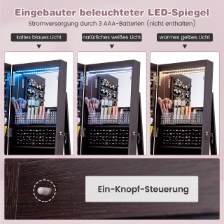 Costway Κλειδωμένο Ντουλάπι Κοσμημάτων με Ενσωματωμένο Καθρέφτη Μακ...