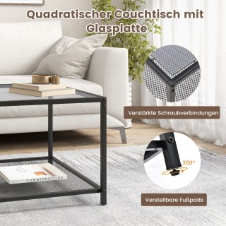 Costway Τετράγωνο Βοηθητικό Τραπέζι με Γυάλινη Επιφάνεια και Μεταλ... Costway Τετράγωνο Βοηθητικό Τραπέζι με Γυάλινη Επιφάνεια και Μεταλ...